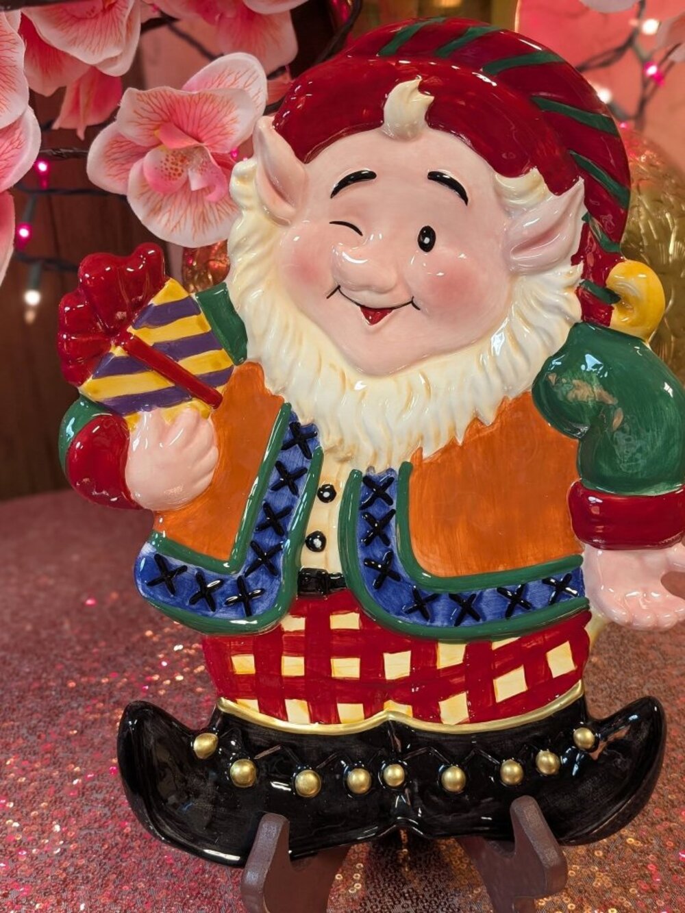 vintage Elf Shaped Ceramic Christmas Decorative plate